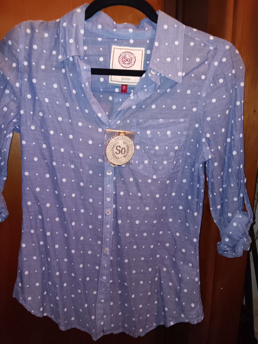 SO Blue Polka Dot Button-Down Shirt